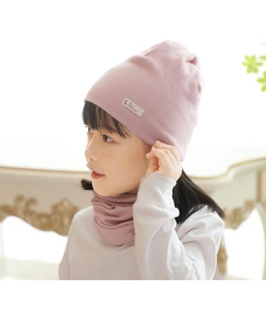 VUCDXOP Kids Cotton Hat Scarf Set - Beanie Hat + Tube Scarf Combo for Boys and Girls - Pink - Size L (3-7 Years) - Buy Online on GoSupps.com