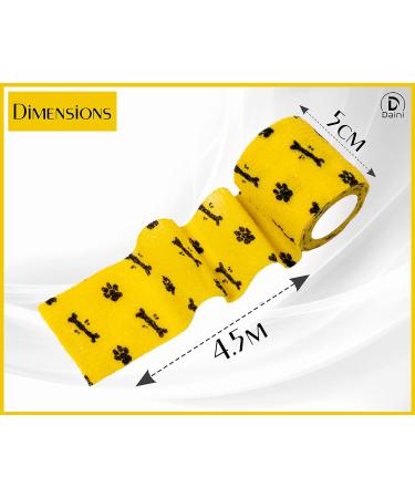 Daini Vet Wrap 5cm x 4.5 Meters - Cohesive Bandages for Pets with Breathable and Stretchable Fabric for Wrist Ankle Sprains & Swelling - Assorted Colours (5cm x 4.5 Meters Yellow Orange Blue 3) 5cm x 4.5 Meters Yellow Orange Blue 3 - Buy Online on GoSupps.com