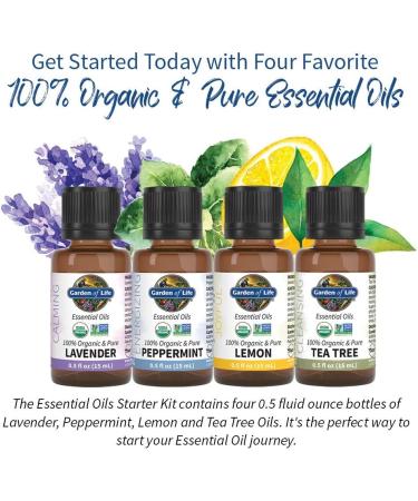 Garden of Life Organic Essential Oils Starter Pack â€“ Lavender, Peppermint, Lemon, Tea Tree â€“ 100% Pure, Non-GMO, Aromatherapy Diffuser â€“ 2 Fl Oz - Buy Online on GoSupps.com