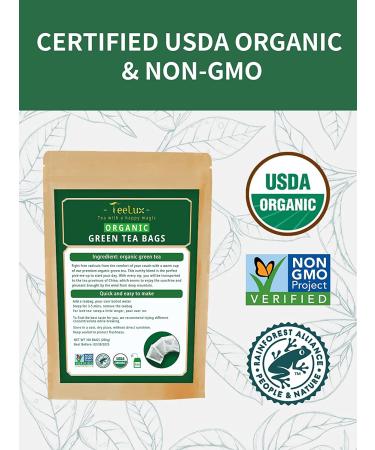 TeeLux Organic Green Tea Bags 100 Count - Super Antioxidant Green Tea for Overall Health - Buy Online on GoSupps.com