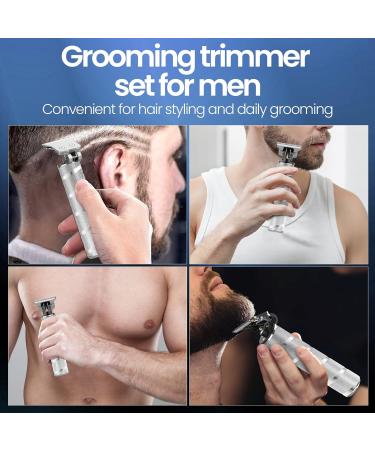 Professional T Blade Hair Trimmer for Men - Cordless Electric Hair Clippers for Precision Beard Trimming - Adjustable Grooming Kit with Guide Combs - Silver - Buy Online on GoSupps.com