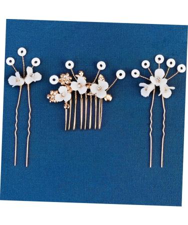 Healeved 2 Sets Bridal Hairpin Rhinestone Hair Clips Rhinestone Headpiece Flower Headpiece Bride Hair Comb Bride Hair Side Comb Hair Pin Hair Comb for Bride Women's Hair Stick Pearl Alloy - Buy Online on GoSupps.com