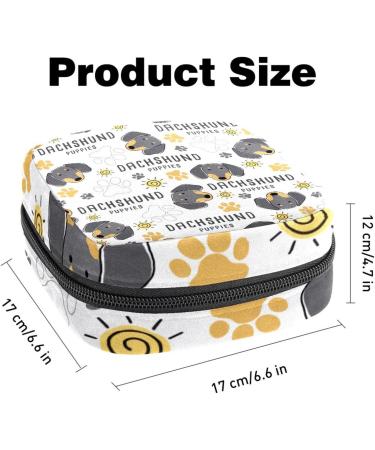 Women's Travel Makeup Organizer with Menstrual Cup Pocket - Large Capacity Dachshund Dog Paw Design - Buy Online on GoSupps.com