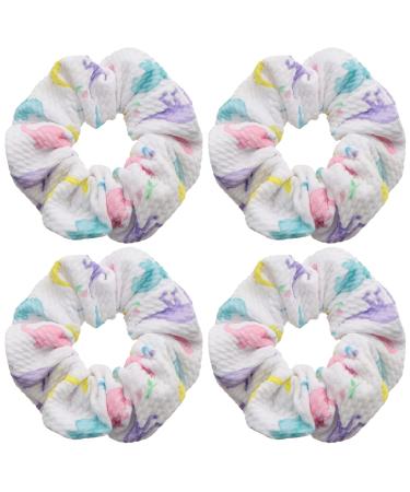 David accessories Hair Scrunchies Hair Bands Bullet Textured Liverpool fabric For Girls Elastic Hair Ties Scrunchies for Women Hair Accessories with Gift Bag 4 Pcs (Dinosaurs)