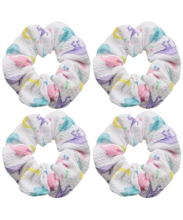 David accessories Hair Scrunchies Hair Bands Bullet Textured Liverpool fabric For Girls Elastic Hair Ties Scrunchies for Women Hair Accessories with Gift Bag 4 Pcs (Dinosaurs)