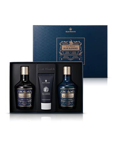 Blue Blended Set - Skincare Set for Men with Face Wash Face Toner & Facial Emulsion Intensive Moisturizing and Conditioning Aftershave Kit Enriched - Bergamot & Musky Scent