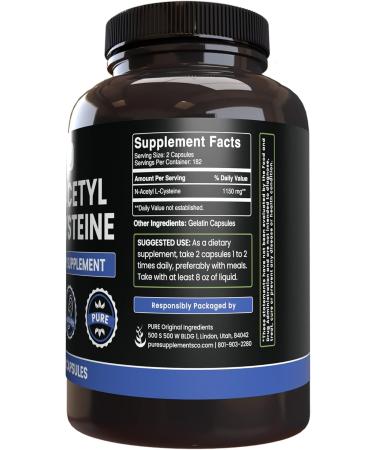 Buy PURE ORIGINAL INGREDIENTS N-Acetyl L-Cysteine 365 Capsules | No Fillers Lab Verified International Shipping Available - Buy Online on GoSupps.com