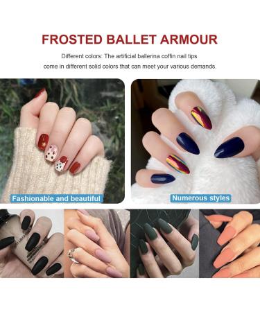 2 Set of 1 Set Press on Nails Medium Extension Long Matte Fingernails Fashion Decals Full Cover Ballerina Salon DIY Manicure Kit - Buy Online on GoSupps.com