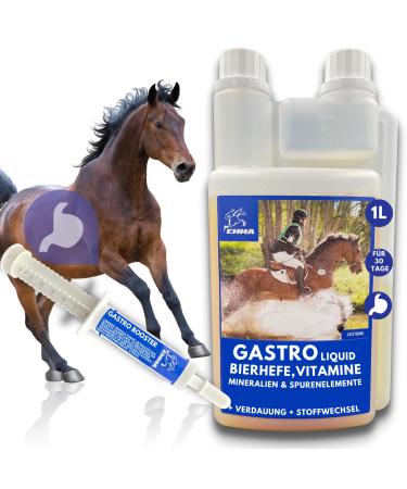 Emma Bier yeast horse 1l + 30ml paste plus B -vitamine Biotin horse zinc selenium horse - intestinal bacteria for intestinal treatment - shiny fur skin digestion & intestinal flora structure - probiotics horse - intestinal renovation