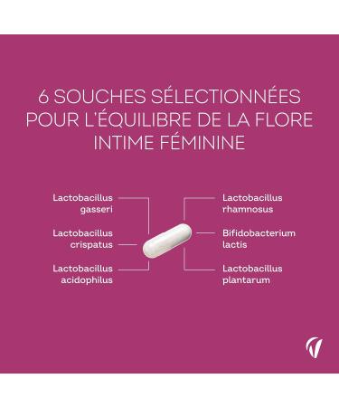 Probiotiques Flore Intime - 20 Milliards UFC - 1 mois - 6 Souches Dont Lactobacillus Gasseri & Crispatus - Vitamine B2 pour Muqueuses Saines - 60 G lules - Fabriqu en France - Buy Online on GoSupps.com