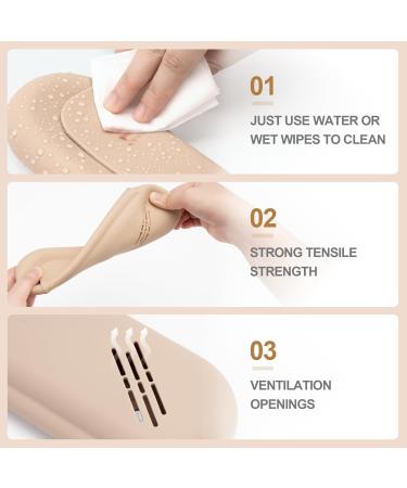 Silicone Makeup Brush Holder Travel Bag - Anti-Fall Magnetic Closure Cosmetic Storage in Khaki - Buy Online on GoSupps.com