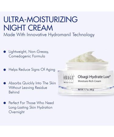 Obagi Hydrate Luxe Moisture-Rich Cream 1.7 oz - Hydrating Face Lotion with Shea Butter for Dry, Sensitive, and Aging Skin - Buy Online on GoSupps.com