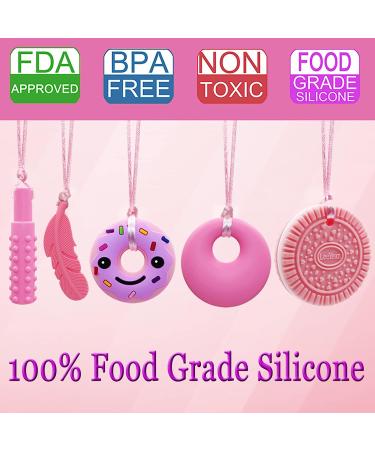 Sensory Girls Chew Necklace - Silicone Chewy Necklaces for Kids with Autism, ADHD, SPD - Oral Motor Therapy Toy in Pink - Buy Online on GoSupps.com