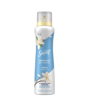 Secret  Dry Spray Antiperspirant Deodorant Vanilla And Argan Oil  4.1 Ounce