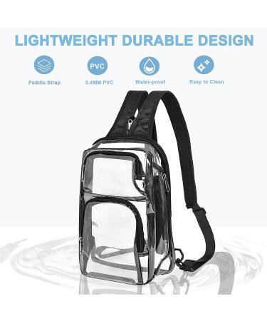 Busiuw Clear Stadium Approved Sling Bag 12x6x12 | Adjustable Straps | Clear Chest Bag for Festivals (Black) - Buy Online on GoSupps.com