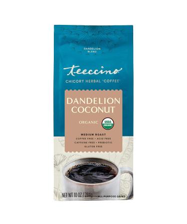 Teeccino Dandelion Coconut Herbal Coffee - Prebiotic, Caffeine & Gluten Free, Medium Roast 10oz - Buy Online on GoSupps.com