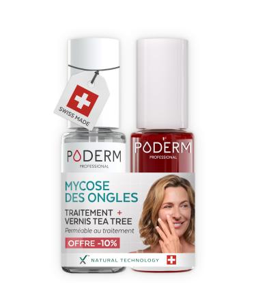PODERM S rum Mycose des Ongles + Vernis Ongles Rouge Allure Antifongique R pare & Camoufle les Ongles Jaunis pour des Ongles Visiblement Plus Sains | D velopp par une Podologue | Swiss Made Serum Mycose + Rouge Allure