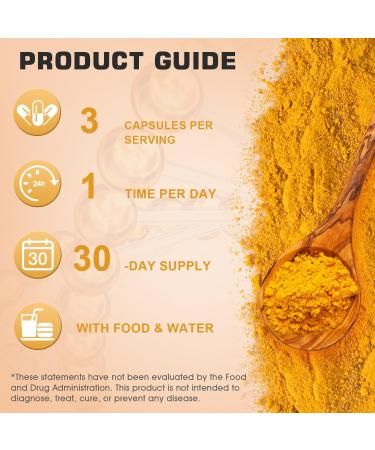 Turmeric Curcumin 1800mg with 95% Curcuminoids & Black Pepper High Absorption Formula for Joint Inflammation & Immune Support Extra Strength Vegan Non-GMO 90 Capsules - Buy Online on GoSupps.com