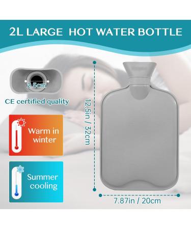 HAOCEE Premium 2L Hot Water Bottle with Fluffy Cover & Kangaroo Pocket - Leak-Proof Long-Lasting Warmth for Adults & Kids - Perfect Bed Bottle in Gray - Buy Online on GoSupps.com