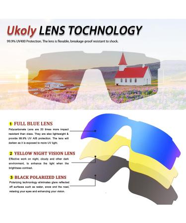 Ukoly Cycling Sunglasses: 3 Interchangeable Lenses, Sports Sunglasses for Men and Women - Baseball, Running Glasses (Black/Blue) - Buy Online on GoSupps.com
