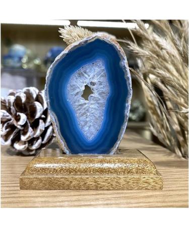 JUKUCKV Natural Blue Crystal Agate Slice Spiritual Support Decor for Home & Office - Buy Online on GoSupps.com