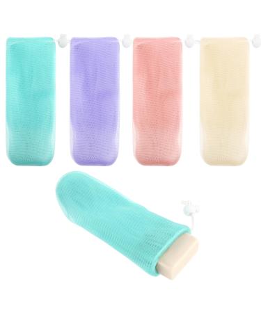 Wllhyf 4 pieces soap bag scrubber mesh soap -saving bag shower soap sack more reusable with rope soap bag for facial cleaning body scrubber - Buy Online on GoSupps.com