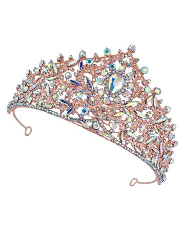 DRESSOOS Crown Headband Crown Bridal Crown Crowns for Women Rhinestone Headband Princess Crown Wedding Crown for Bride Bridal Hair Accessories Crown for Bride Wedding Zinc Alloy 17.00X17.00X9.00CM Golden