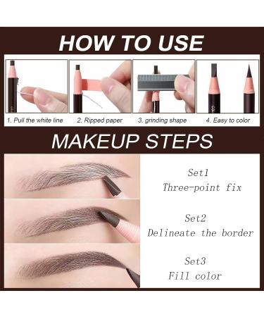 Sumeitang 12 Pcs Dark Brown Eyebrow Pencil Set for Tattoo Makeup and Microblading - Waterproof and Durable Permanent Eyebrow Liners - Buy Online on GoSupps.com