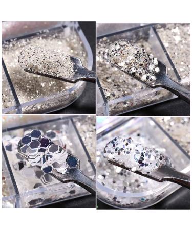 Shop GZSYY Nail Glitter Shimmering Sugar - 12 Unique Designs White Effect Multi-Color Laser Sequins for Stunning Glitter Nails - Buy Online on GoSupps.com