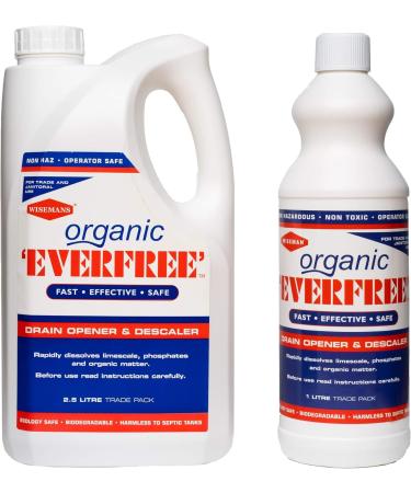 Everfree - 1 Litre Organic Liquid Fast Acting Drain & Sewer Pipe Unblocker - Internal & External Use - Fast Effective & Safe Formulation Non Toxic Environmentally Safe and eco-Friendly. - Buy Online on GoSupps.com