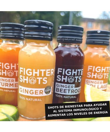 Fighter Shots Mixed Pack (12x60ml)| Ginger Ginger Turmeric Ginger Collagen & Ginger Beetroot | 100% Natural | Perfect Morning/Post Workout Pick Me Up | No Preservatives | Fresh & Fiery Ginger Shots Immunity Mixed Pack - Buy Online on GoSupps.com