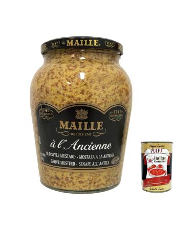 Italian Gourmet E.R. Set of 3 Dijon-style mesh glasses Old-Fashioned Coarse Mustard 845g + Italian Gourmet Polpa 400g