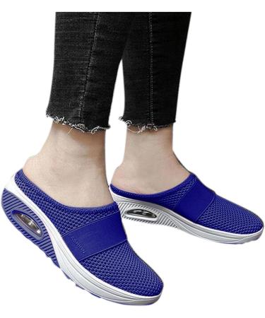 PGOJUNI Women's Plantar Fasciitis Air Cushion Walking Shoes - Wide Width Orthopedic Diabetic Outdoor Sneakers in Blue - Size 6.5-7 - Buy Online on GoSupps.com