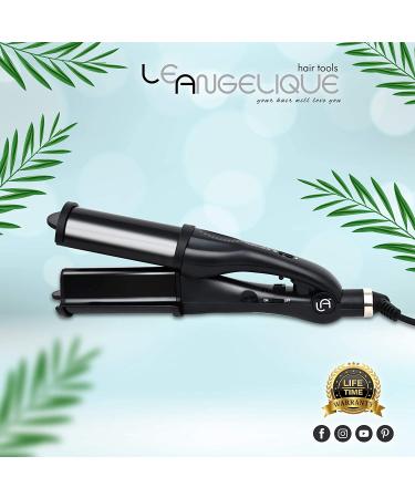Le Angelique Get Beachy Hair Waver - 2 in 1 Crimper Curling Iron | 2 Inch Ceramic Tourmaline Wand with Temperature Control for Long Lasting Waves - Buy Online on GoSupps.com