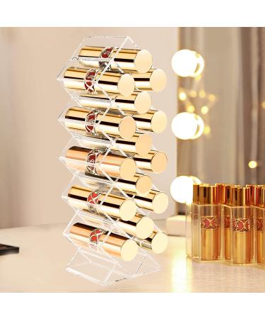 Tasybox Clear Acrylic Lipstick Organizer with 16 Slots - Lipstick Holder and Storage Case Display Stand - 3.07 x 2.4 x 8.97 Inch - Buy Online on GoSupps.com