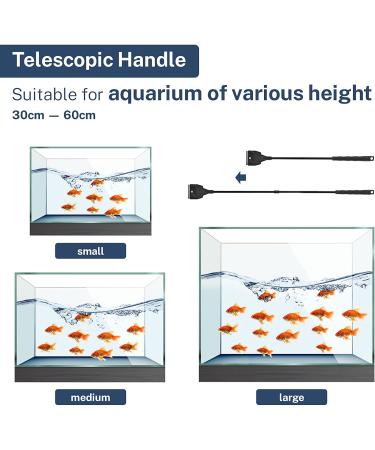 Handheld Fish Tank Scraper Cleaner for Glass Aquariums - 21 with 5 Stainless Steel Blades - Ideal for Fish, Reef, and Plant Maintenance - Buy Online on GoSupps.com