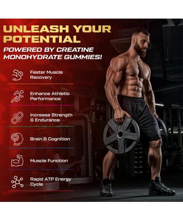 kukaly Creatine Monohydrate Gummies for Men & Women, 9000MG Creatine Gummies Sugar Free - Mixed Flavored with L-Taurine, BCAA 2:1, B12 B6 for Boost Strength, Focus & Endurance, Vegan, Non-GMO, 60pcs - Buy Online on GoSupps.com