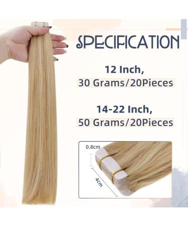 RUNATURE Blonde Tape in Extensions 16 Inch - Golden & Platinum Highlights - 50g, 1-Tape #16P24 - Buy Online on GoSupps.com