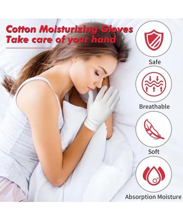 Sibba 2 Pairs Moisturizing Gloves - White Cotton for Overnight Bedtime, Heal Eczema, Repairs Rough & Cracked Hands - Hand Spa Treatment Gloves - Buy Online on GoSupps.com