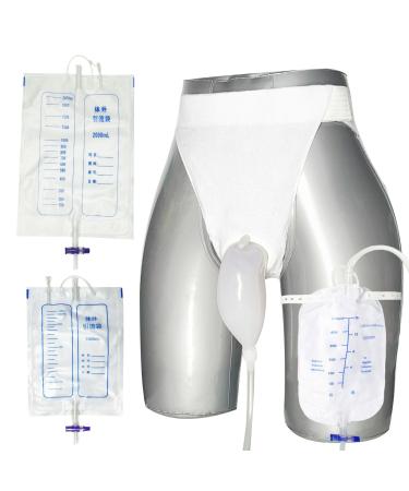 Reusable Urine Leg Bag for Men Drainage Collection System Plus 2 Portable Silicone Catheter Bag (1000ml & 2000ml)