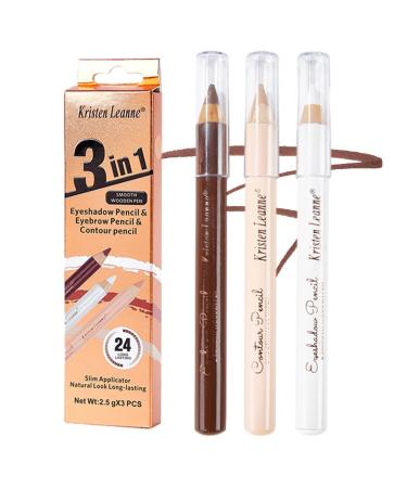 Eyebrow Highlighter Pencil Long-wear Waterproof Silkworm Eyeliner Pencil Eye Makeup Contouring Pencils for Women Girls Stage Performance Dating Prom Pochy 2#