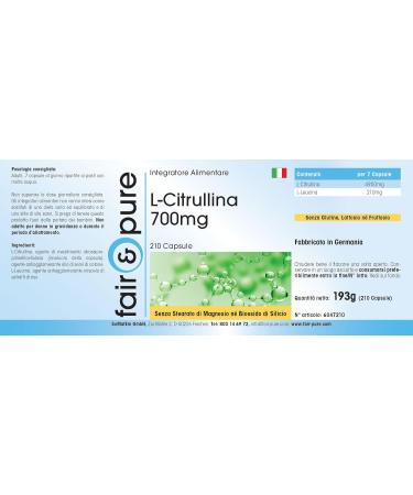 Fair & Pure L-Citrulline Capsules 700mg - Vegan - 210 Capsules - Buy Online on GoSupps.com