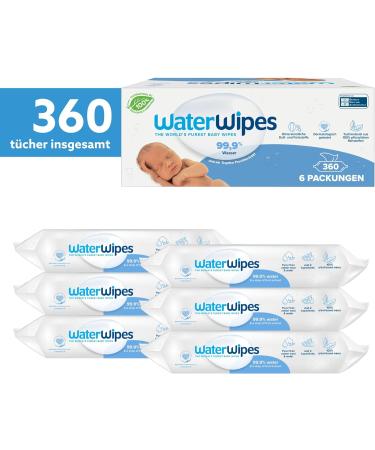 Waterwips Plastic-Free Cleaning Towels for Babies - 360 Pieces (6 Packs) | 99.9% Water-Based & Gentle on Sensitive Skin - Buy Online on GoSupps.com