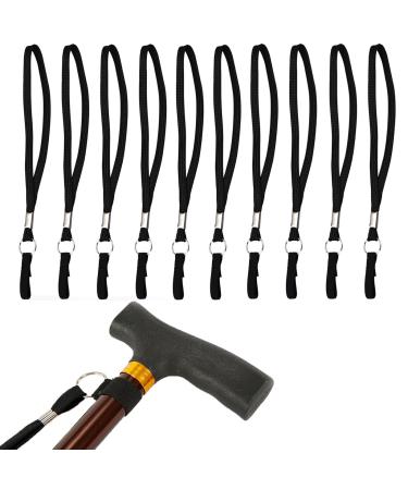 10Pcs Walking Stick Wrist Strap Walking Stick Strap Wrist Walking Stick Strap Walking Stick Accessories Non Slippery Wrist Loop Accessories for Outdoor Mountaineering (Black)