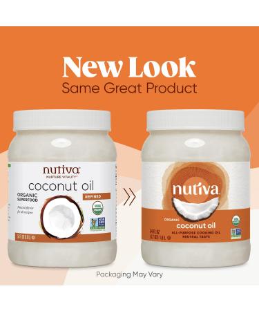 Nutiva Organic Steam-Refined Coconut Oil 78 fl oz | USDA Organic, Non-GMO, Vegan | Neutral Flavor for Cooking, Skin & Hair - Buy Online on GoSupps.com