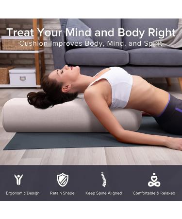 Simian Premium Yoga Bolster Pillow - Skin-Friendly Velvet Cover - Supportive Rectangular Cushion for Restorative & Yin Yoga - Cream Beige - Buy Online on GoSupps.com