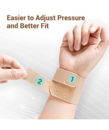 GINTRON 2 Pack Ultra Slim Wrist Brace for Carpal Tunnel - Adjustable Compression Strap for Pain Relief and Comfort - Small Beige - Buy Online on GoSupps.com