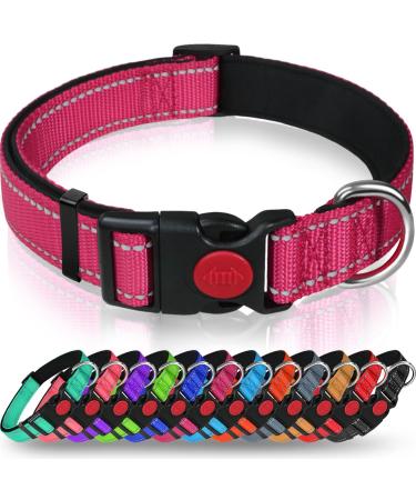 Taglory dog collar soft padded neoprene nylon dog collar for small dogs adjustable and reflective for training hot pink s (1 Pack) hot pink - Buy Online on GoSupps.com