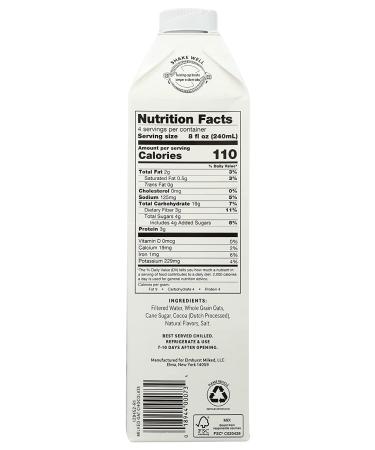 ELMHURST Chocolate Milked Oats 32 oz - Delicious dairy-free chocolate oat milk - Buy Online on GoSupps.com