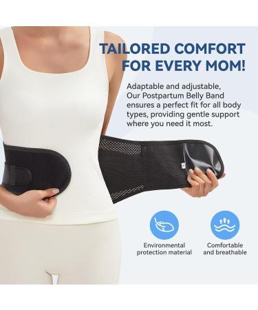 Postpartum Belly Band & Abdominal Binder - Post Surgery Tummy Tuck Belt for Men & Women | Back Support for Lower Back Pain (M-XXL Black - Buy Online on GoSupps.com